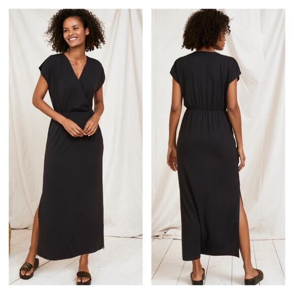 Garnet Hill Brown Leaf Print Shelby Knit Maxi Dress Sz.S - Picture 3 of 14